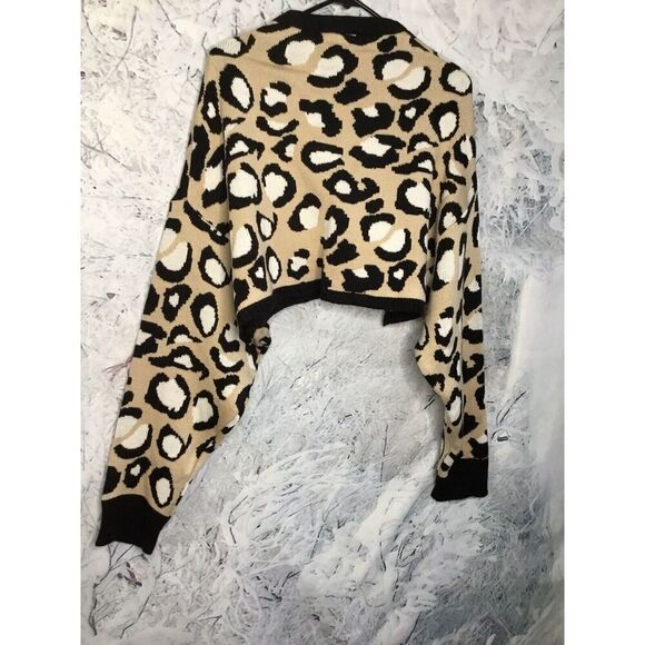 NAA NAA Women’s Oversized Sweater Pullover Crop Leopard/Animal Print Size S/M - Picture 11 of 12